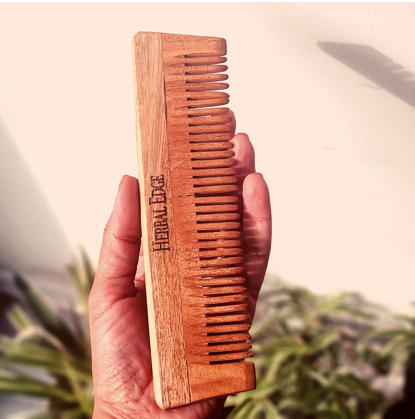 pure wood neem combs for less hair fall, dandruff & shiny hair. These handmade neem combs are made in India using ethical practices & are not coated with lacquer.