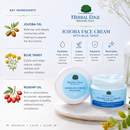 Herbal Edge Jojoba Face Cream with key ingredients listed on a white background