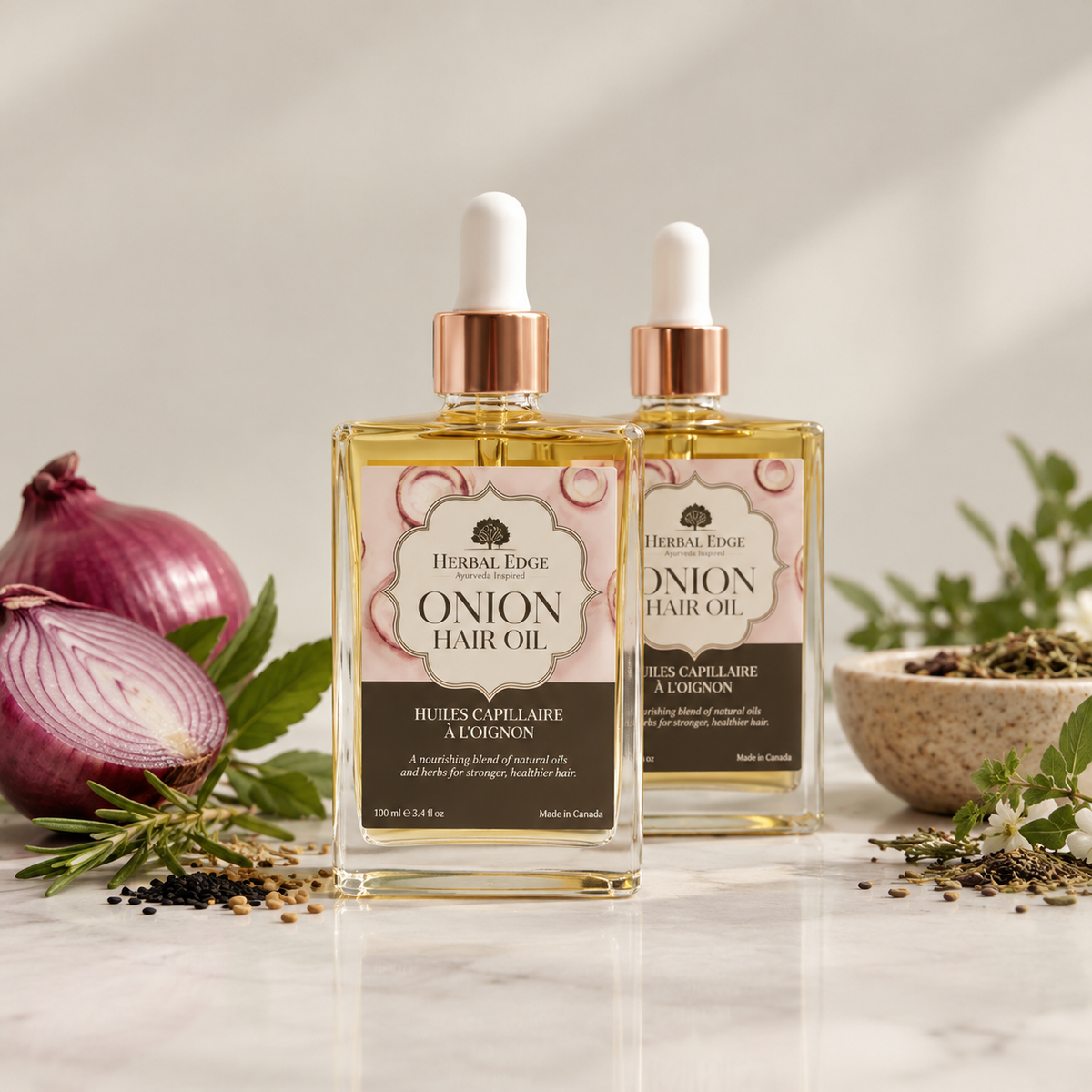 The Hair Care Ritual Twin Pack  2 × Onion Hair Oil with Rosemary | Save on Your Hair Care Routine