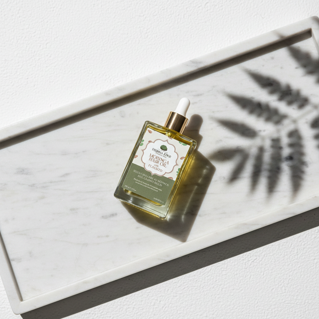 Herbal Edge Moringa Hair Oil with Flaxseed