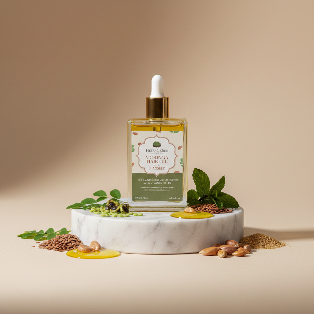 Moringa Hair Oil & Neem Wood Comb | Ayurvedic Hair Care Gift Set | Natural Hair Ritual Duo
