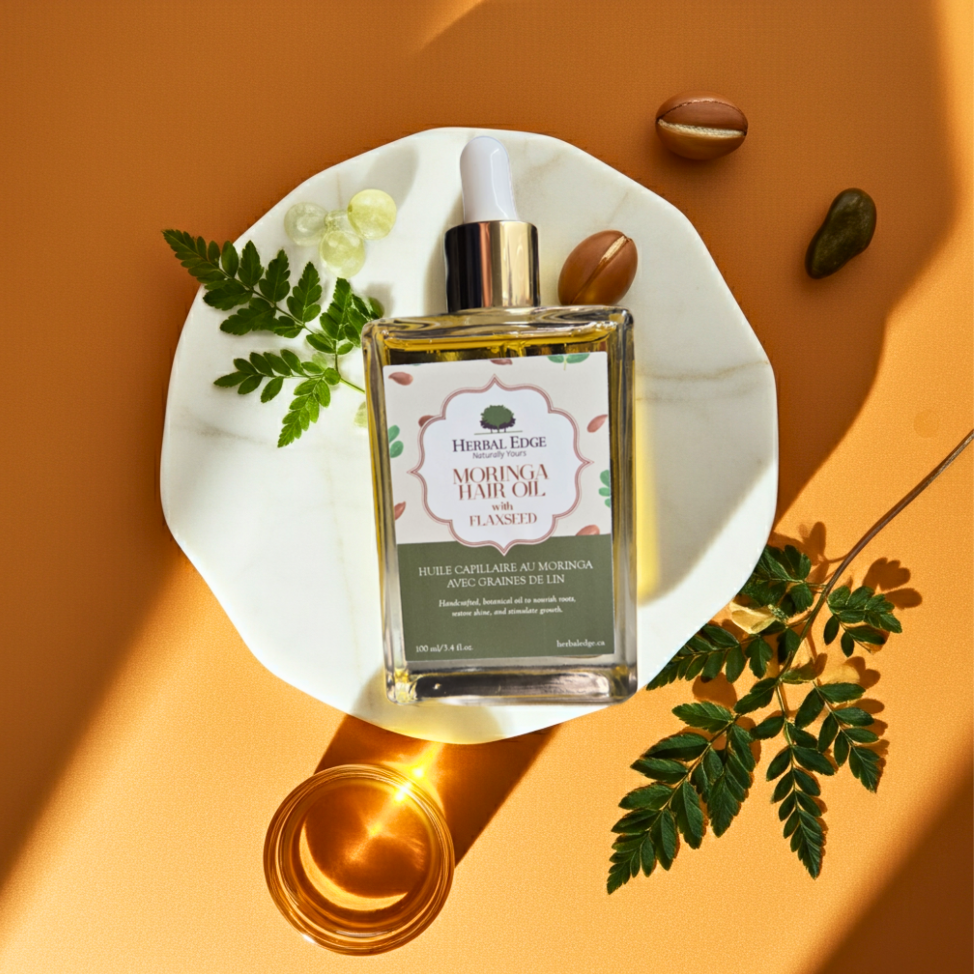 Herbal Edge Moringa Hair Oil with Flaxseed