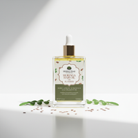 Herbal Edge Moringa Hair Oil with flaxseed bottle on a white background.