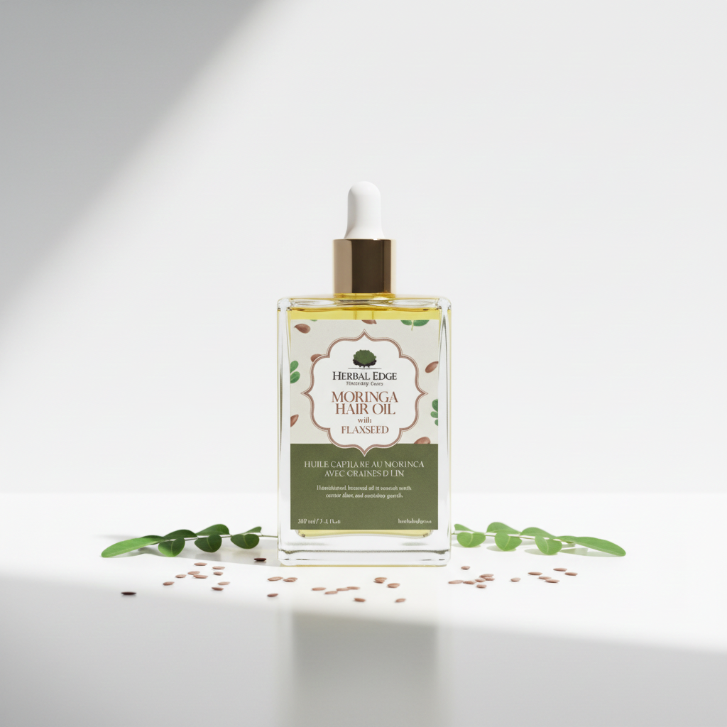 Herbal Edge Moringa Hair Oil with Flaxseed
